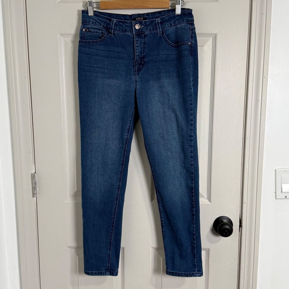 Curve Appeal Skinny Jeans‎ Womens 10 Blue Medium Wash High Rise Stretch Denim